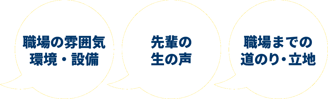 職場の雰囲気 環境・設備　先輩の生の声　職場までの道のり・立地